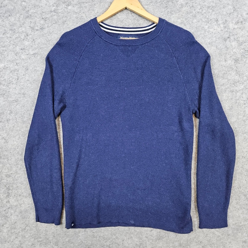 Mizzen+Main Men's Blue Crewneck Knit Sweater Size M Preppy Outdoors Winter Warm